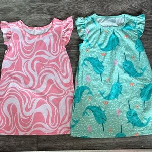 Toddler 2pk Night Gown- Pink and Green Size 2T